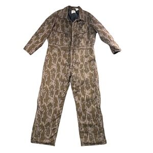 VTG Mossy Oak Mens Camo Insulated Coveralls Quilted Lined Hunting L Reg USA Made